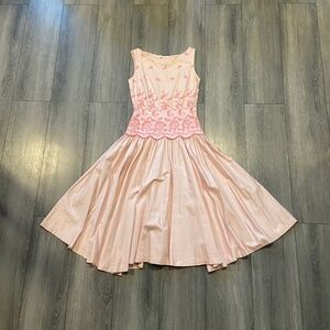 Authentic vintage dusty rose embroidered dress
